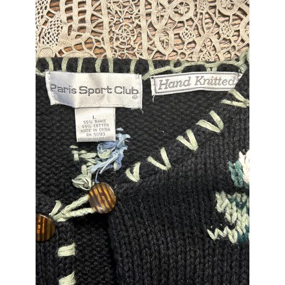 Gorgeous Hand Knit Floral Cotton Blend Cardigan Y2K Paris Sports Club 20… - Picture 11 of 11
